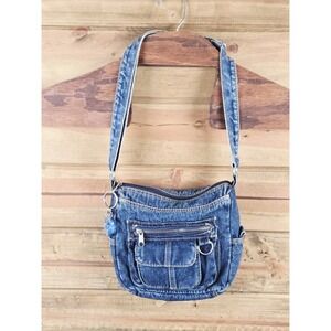 Vintage Y2K Shane Denim Shoulder Bag Shane Blue Jean Messenger Purse Zipper
